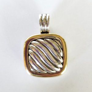 David Yurman Two Tone Cable Square Locket Pendant 925 & 18K